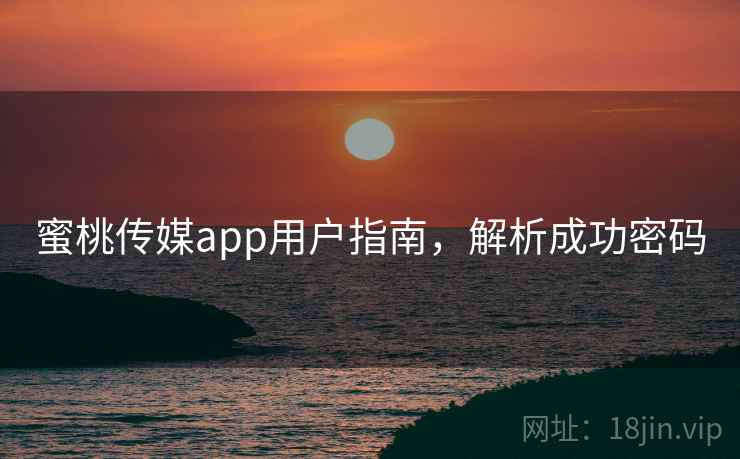 蜜桃传媒app用户指南，解析成功密码  第1张